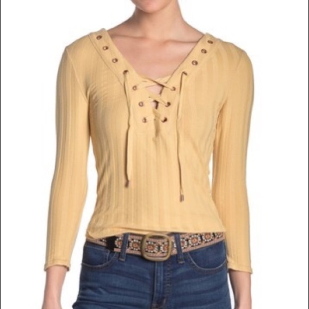 NWT FREE PEOPLE Ice Cold Lace Up Top